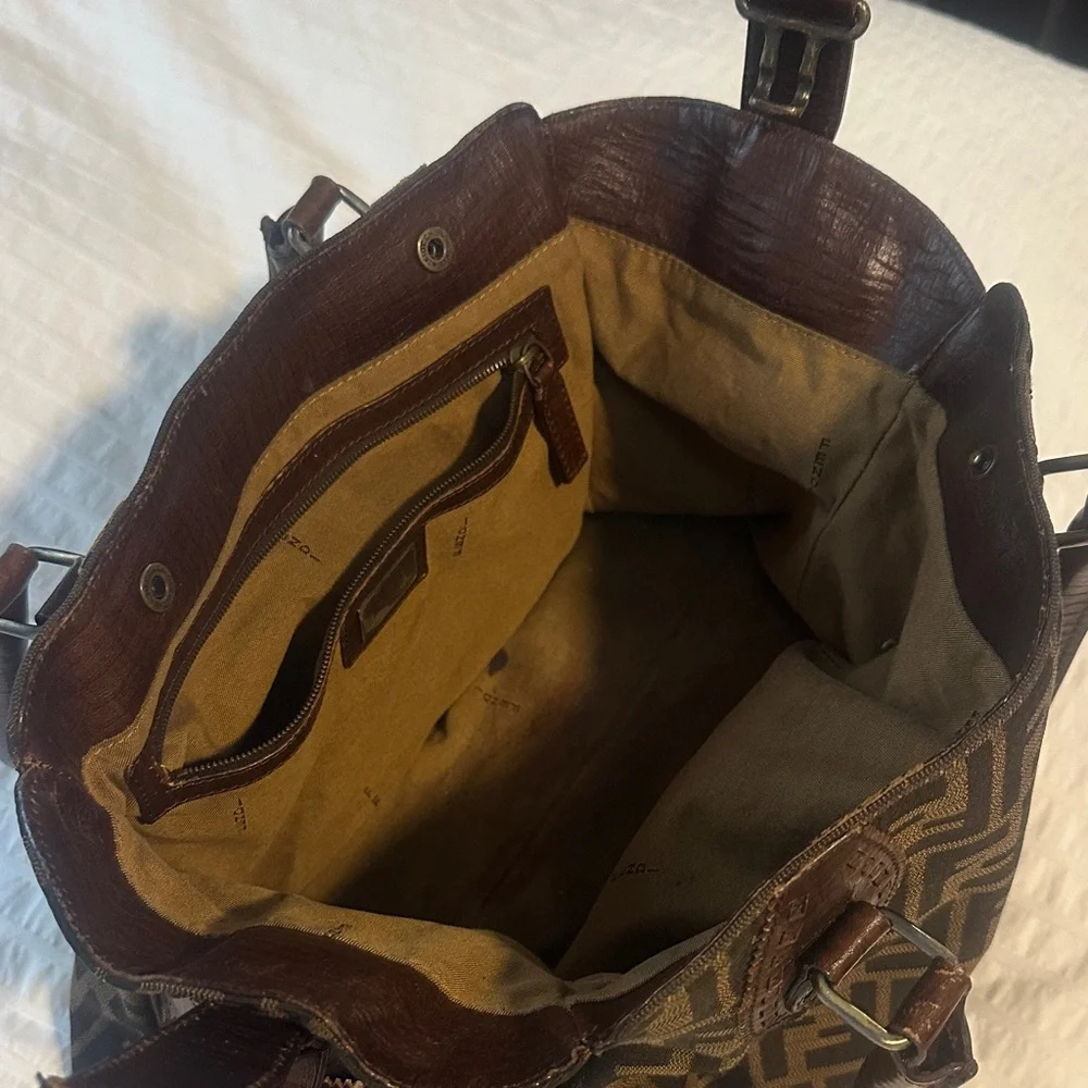 Fendi Brown Monogram Zucca Canvas Shoulder Bag